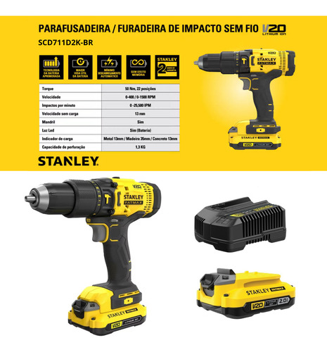Parafusadeira Scd711c2k-br 20v Max C/ Kit Completo