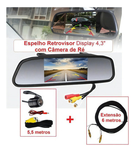 Retrovisor Camera De Re Com Extensão P/ Onibus Van Caminhão