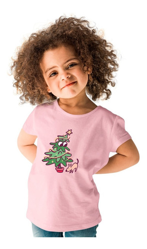 Playera Navidad - Niños - Perro Y Árbol De Navidad