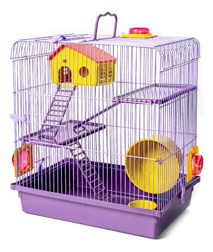 Gaiola De Hamster Super Luxo 3 Andares Jel Plast - T. Foods Cor Lilás