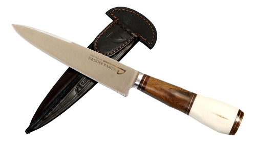 Cuchillo Artesanal Inox 440 Dagger Pampa Cabo Hueso Y Madera