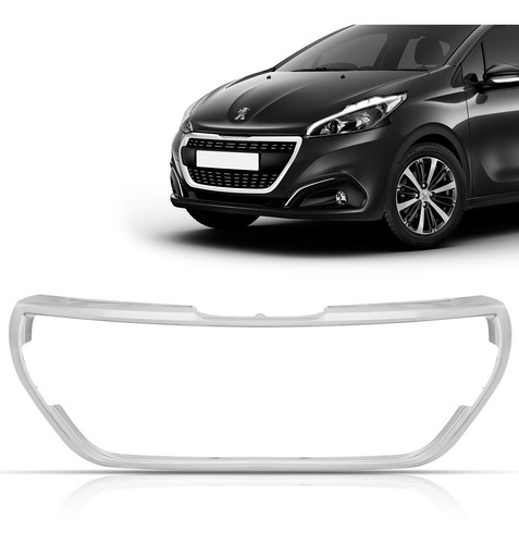 Moldura Grade Peugeot 208 2017 2018 Cromada