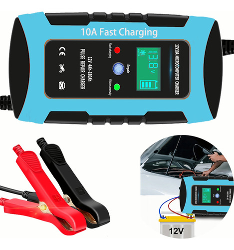 Cargador De Batería De Coche Moto Inteligente 12v 10a Rápido