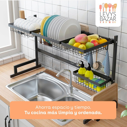 Imagen 4 de 9 de Escurridor Secaplatos Bacha Acero Inoxidable Grande 85cm