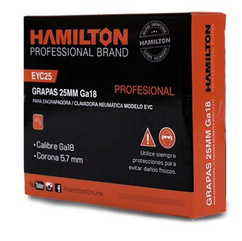 Grapas Para Engrampadora Neumatica Hamilton Eyc 25mm 2482 U