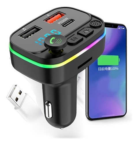 Receptor Bluetooth Auto Transmisor Fm Mp3 Cargador Usb P3