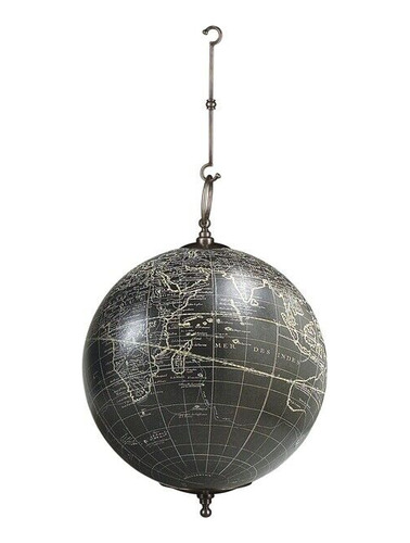 Black Vaugondy French 1745 Hanging World Globe Pewter Ho Oah