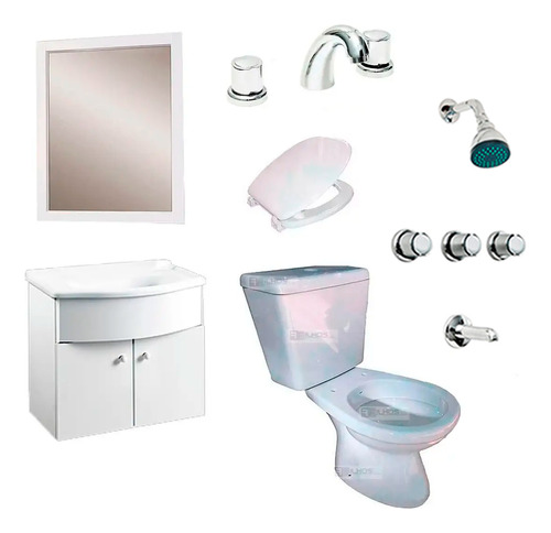 Combo Baño Completo Griferias Inodoro Vanitory Colgante 4 P