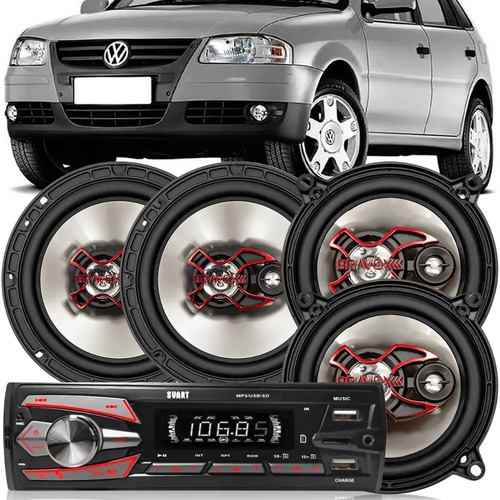 Kit Alto Falante Gol 2005 A 2008 G4 Radio Bluetooth Usb Mp3