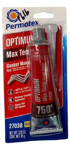 Silicon Permatex Rojo Optimum Red Rtv Alta Temperatura