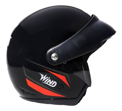 Capacete Aberto Taurus Wind Visor Preto Brilhante E Vermelho Tamanho 56