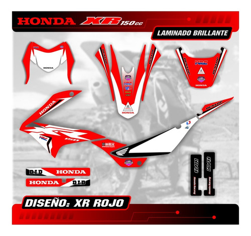 Kit Calcos - Grafica Honda Xr 150l - Grueso Competicion Mate