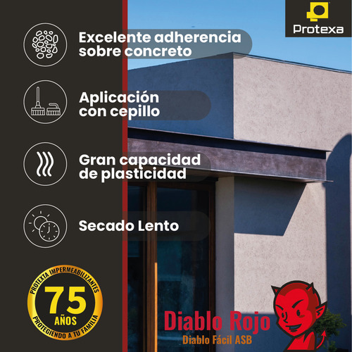 Impermeabilizante Asfaltico Diablo Rojo ASB 19 Lts. Chapopote Líquido Para Impermeabilizar. Protexa 4 Años. Impermeabilizante Asfáltico De Aplicación En Frío Para Concreto, Ladrillo Y Acero.
