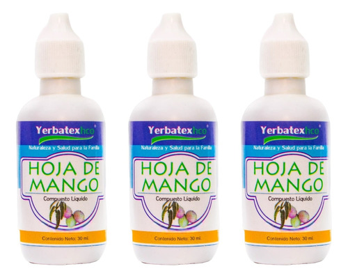 3 Extractos De Hoja De Mango En Gotas 30ml