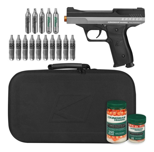 Pistola Atira Tinta Paintball Kingman Eraser 11mm + 10un Co2
