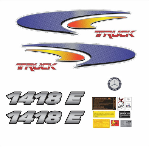 Kit Adesivos Faixa Para Mercedes 1418e Truck 18154 Cor Cinza/VERMELHO/AMARELO