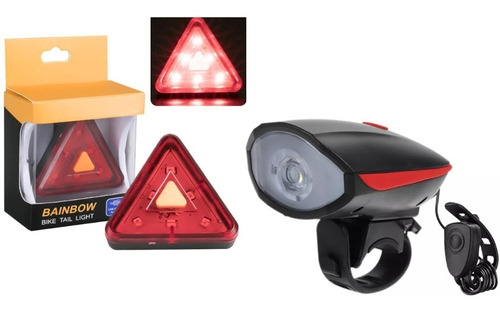 Pack Luces Timbre Bicicleta Recargable Delantera Y Posterior