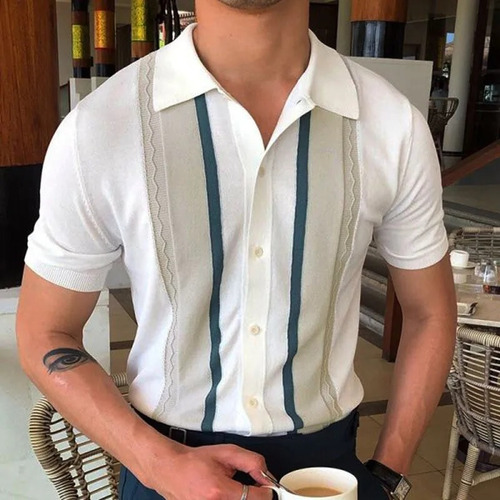 Camisa Casual De Punto Para Hombre, Camiseta Tipo Cárdigan D