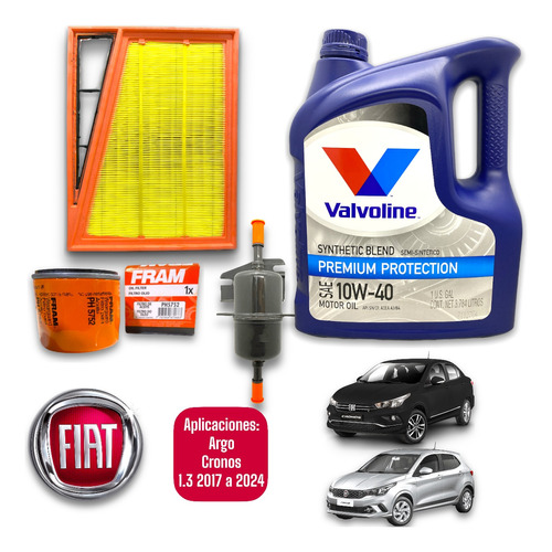 Kit 3 Filtros + Aceite Valvoline Argo Cronos 1.3 2017 A 2024