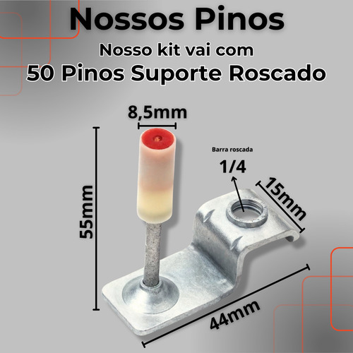 Pistola De Fixação Alongada Finca Pino C/ 50 Pregos Clip