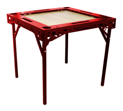 Mesa De Dominó Metalnet Roja Tope Madera Desk-dm031