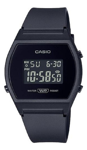 Reloj pulsera Casio Youth LW-204 de cuerpo color negro, digital, fondo negro, con correa de resina color negro, dial gris, minutero/segundero gris, bisel color negro