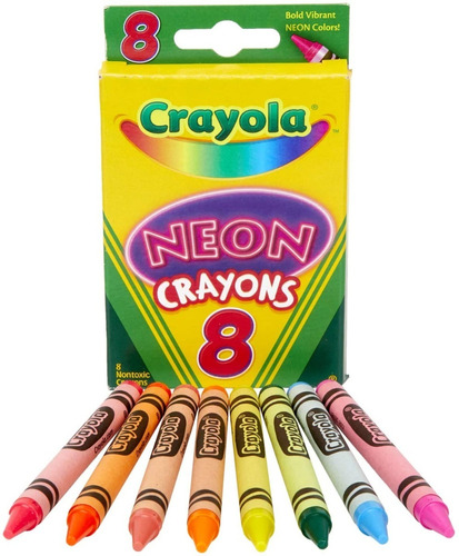 Crayones Crayola Neón X8 Colores Fluo Lavables