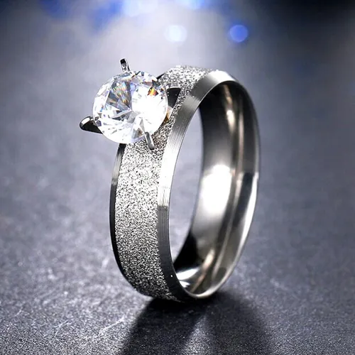 Anillo Compromiso Plata Mujer Promesa Solitario Acero Amor