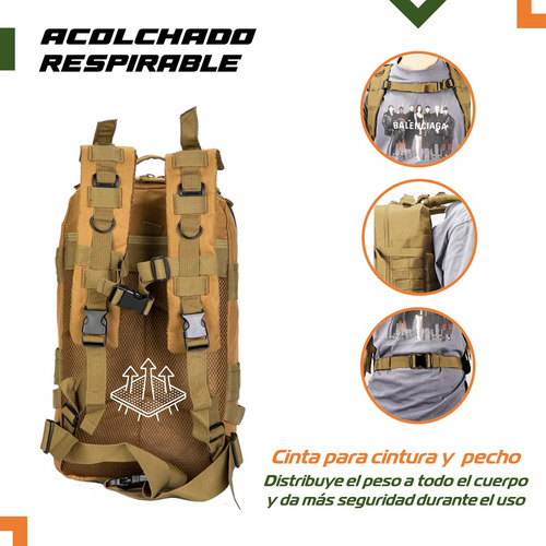 Mochila Tactica Militar Outdoor Pentagon 30l Impermeable Color Ocre