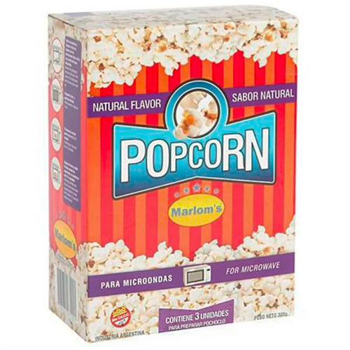 Imagen 1 de 9 de Popcorn Marloms Sabor Natural X3 Pochoclos Microondas 300g