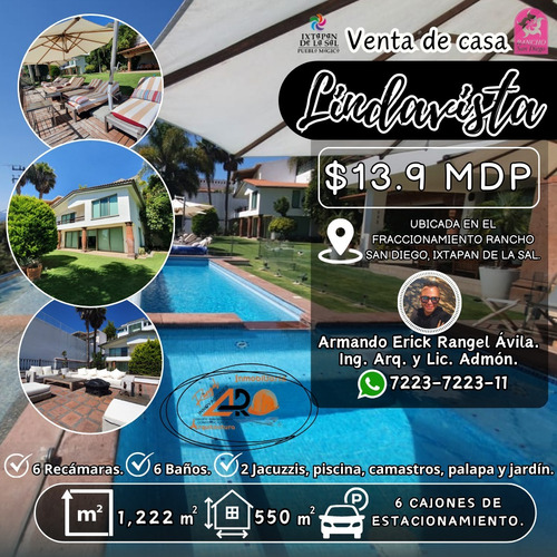 Venta Casa Lindavista Con Enorme Jardín, Alberca Climatizada, Jacuzzi, Palapa Y Totalmente Amueblada Y Equipada En Fracc Rancho San Diego Ixtapan De La Sal Edomex