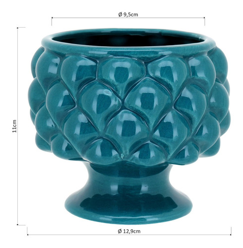 Cachepô Vaso De Planta Decorativo 11x12x12cm Cerâmica Azul