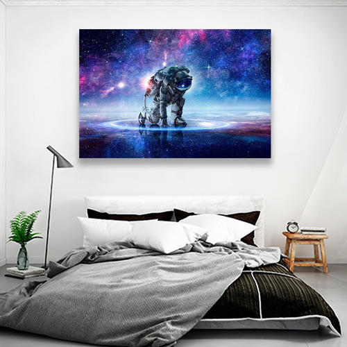 Cuadro Decorativo Espacio Canvas Astronauta Sobre Estrellas