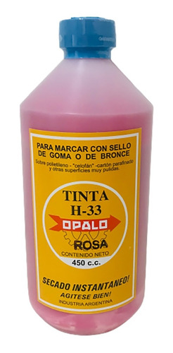 Tinta Sellos Indeleble Secado Rápido Opalo H33 (450cc  Rosa)