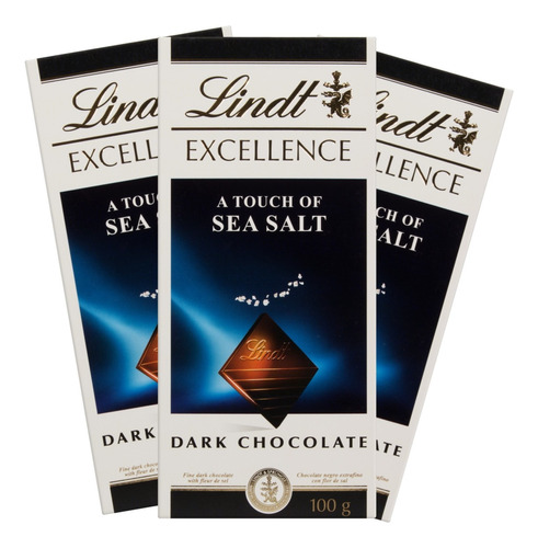 3x Chocolate Lindt Excellence Dark Flor De Sal 100g