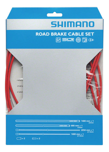 Juego Carcasa Y Cable De Freno Shimano Road Ptfe 1,6mm Rojo
