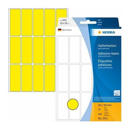 Etiqueta - Herma 2411 Multi-purpose Labels 20x50 Mm Yellow P