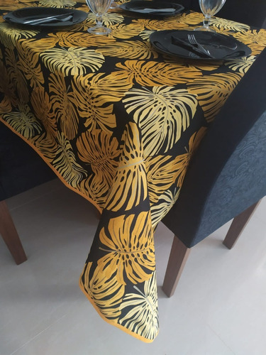 Imagem 3 de 4 de Toalha De Mesa Retangular 2,20 X 1,50 Costela De Adão Amarel
