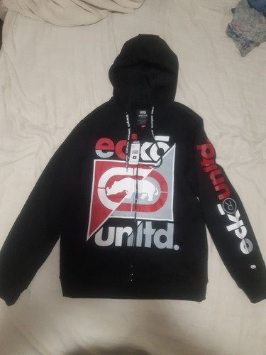 Sueter Con Capucha Negro Marca Ecko Unltd  Talla M 