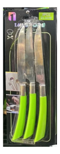 Set 3 Cuchillos De Acero Mango Acrílico