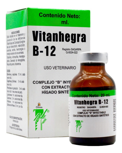 Vitanhegra Vitamina B12 20 Ml Complejo B Uso Veterinario