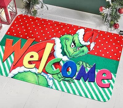 Alfombrilla De Puerta Grinches Con Decoración Navideña,  [u]