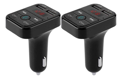 2 Transmisor Inalámbrico Carfm Soporte De Tarjeta Tf Usb