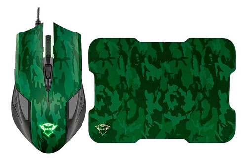 Kit Mouse Gamer Trust Camuflado 6 Botoes Gxt781+mouse Pad  