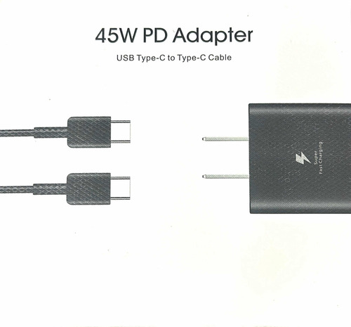 Cargador Para Celular 45w Más Cable Tipo C A Tipo C Negro