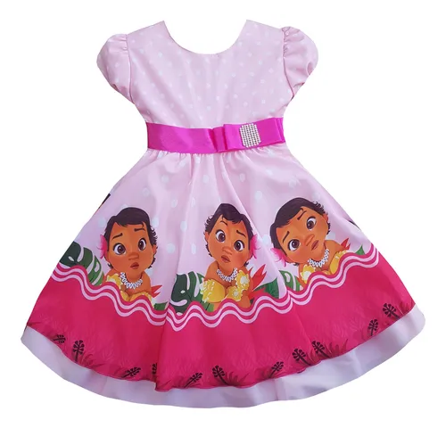 Vestido Infantil Moana Baby Rosa Roupa fantasia Frete gr tis