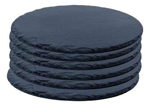 15 Platos Para Comida Piedra Pizarra Redondo Grande 30cm Color Negro