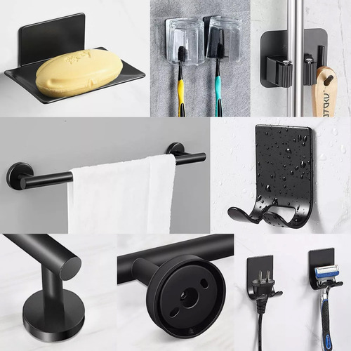 ** 20pcs Juego De Baño Accesorios For Baño Negro Inoxidables