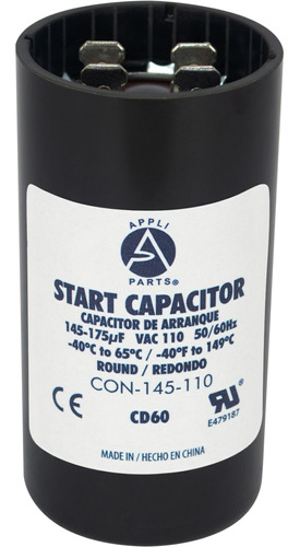Condensador/ Capacitor De Arranque     145-175 Mfd 110v