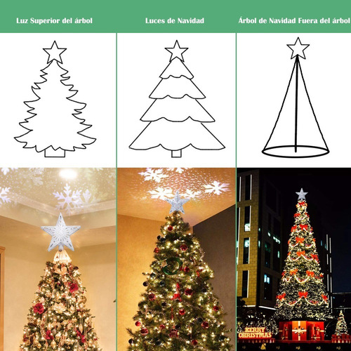 diseño de copo de nieve Estrella para árbol de navidad con luces LED de colores 